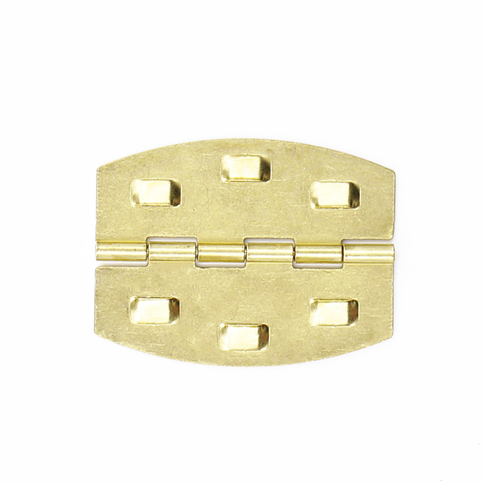 Small wooden hinge, brone plated small steel hinge